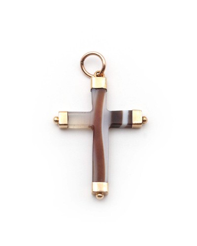 Pendentif croix agate ancienne
